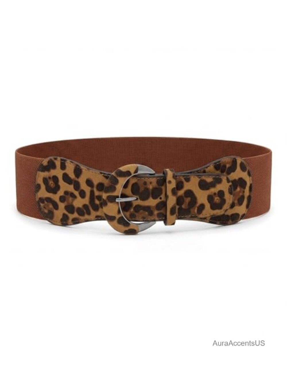 Faux Leather Wide Waist Belt Oversized Covered Buckle Stretchy Adjustable